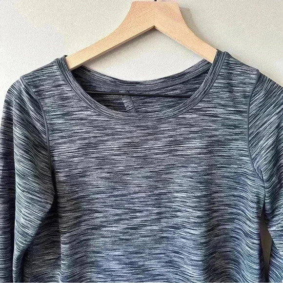 Zyia Active Shirt Women's Size M Gray Blue Heather Split Back Long Sleeve Yoga - Picture 2 of 8